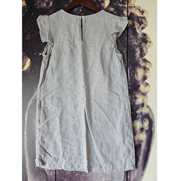 Cynthia Rowley Linen Dress Striped Blue White Ruffle Sleeve Casual Summer sz M - Picture 9 of 10